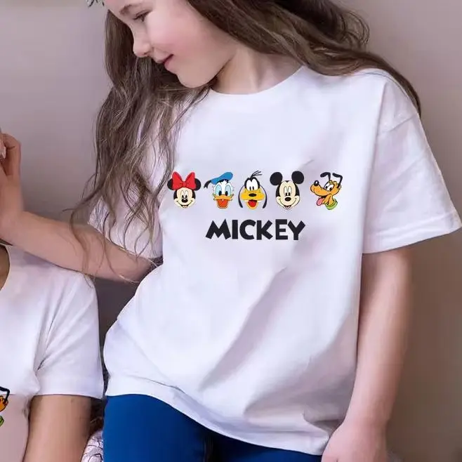

Disney Mickey Mouse Cartoon Printed Summer T-Shirt Boys and Girls Casual Sports Short Sleeve Family Parent-Child Mommy and Me