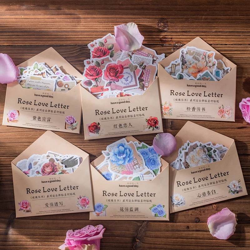 

6packs/LOT Rose Love Letter series retro creative decoration DIY paper masking washi stickers