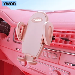 YWOR Car Phone Holder Mount, Air Vent Clip Holder Cute Cell Phone Holder for Car Compatible Smartphone Car Accessories PINK