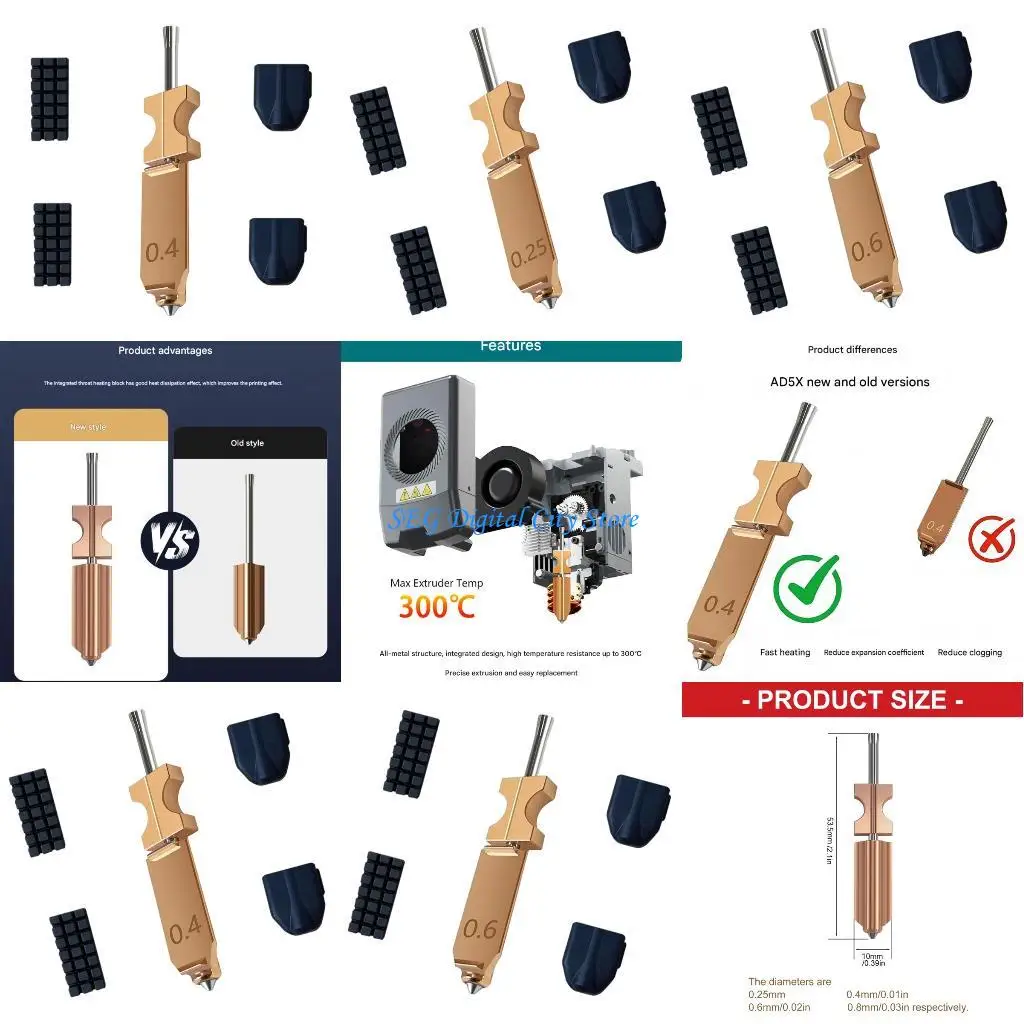 

U75B Upgraded 3D Printer Hotend for AD5X High Heat Conductivity Easy Installs