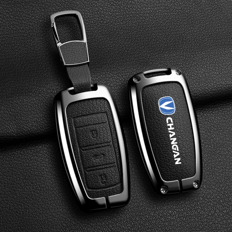 

Leather Car Key Case Cover Shell Fob For Changan CS15 CS35 CS75 Cx70 CS95 V3 V5 V7 Eado Raeton New Zinc Alloy Remote Accessories