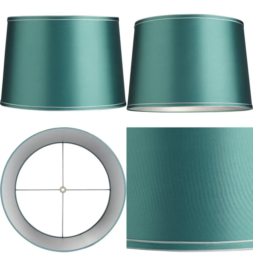 

Large Soft Teal Drum Lampshade 14 Top x 16 Bottom x 11 High x 11 Slant Spider Replacement with Harp - Springcrest Collection
