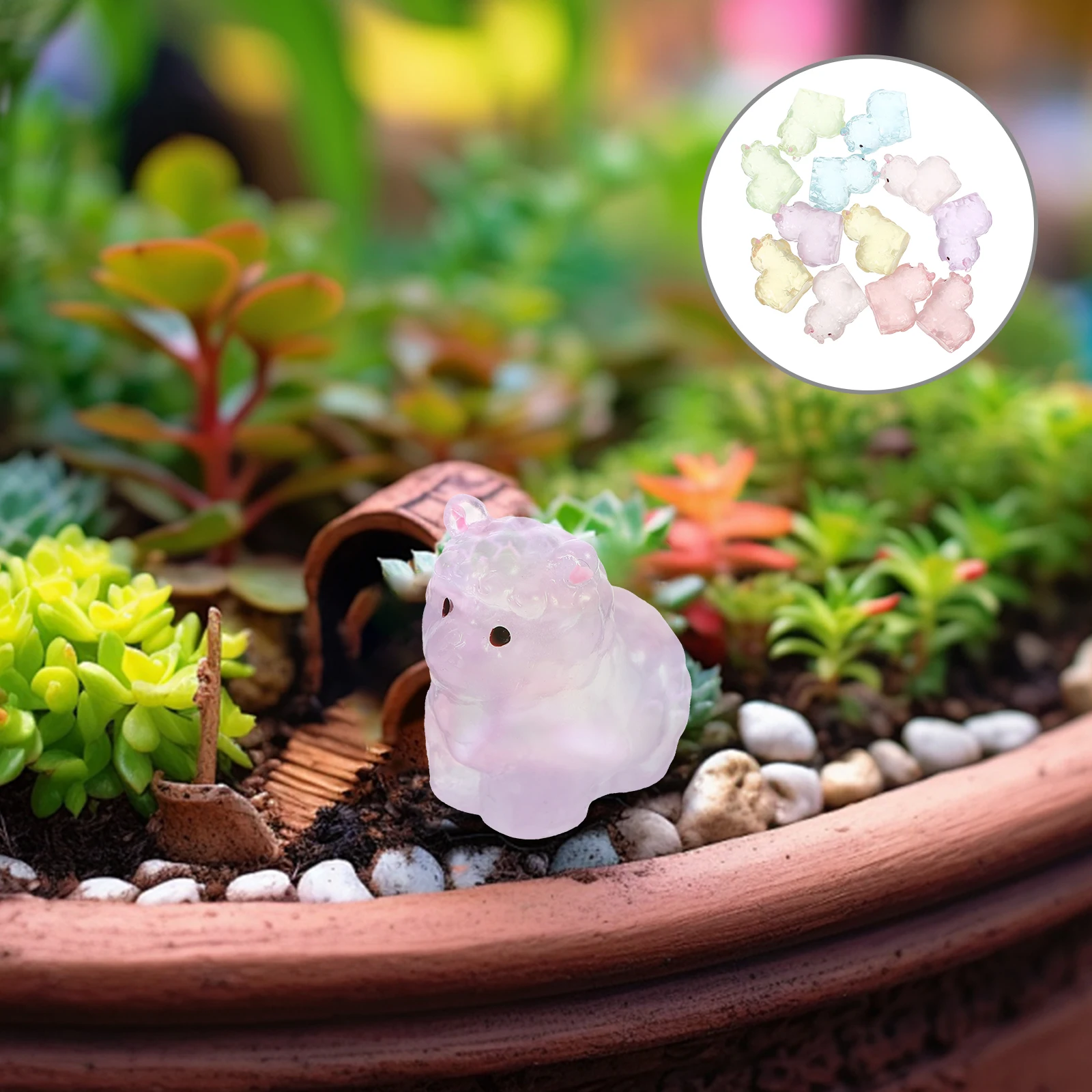 

12pcs In The Dark Alpaca Luminous Animal Decor For Micro Landscape Garden Home Office Kids Room Miniature Ornament Set
