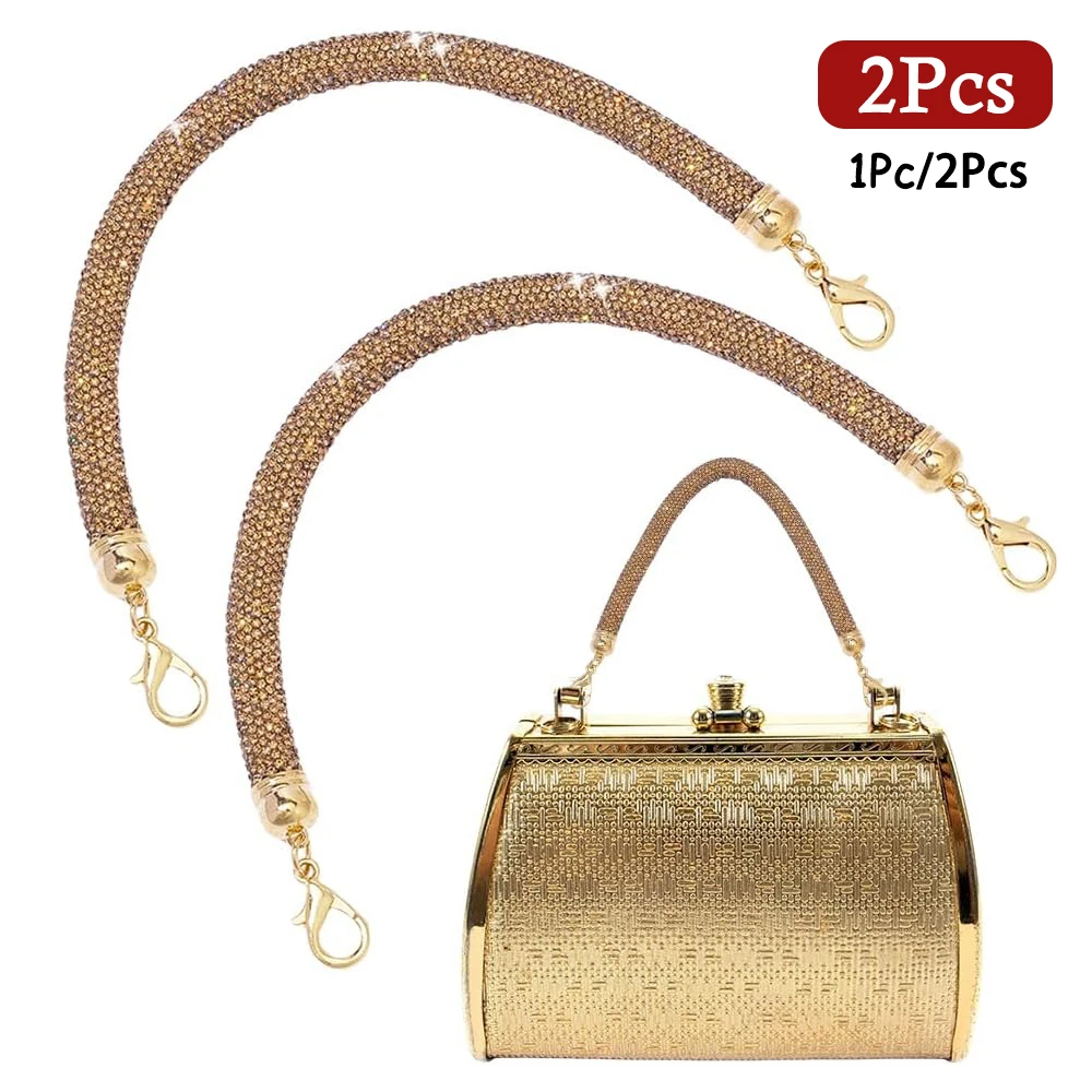 1-2Pcs Rhinestone Purse Strap Crystal Replacement Bag Straps Sparkly Handbag Strap 11.8inch Purse Handles DIY Bag Accessories