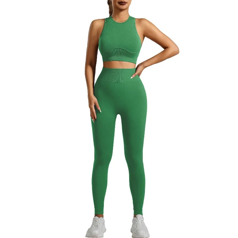 

European and American Tight Seamless Yoga Suit High-intensity Running Fitness Exercise Thread Vest Bra Yoga Suit
