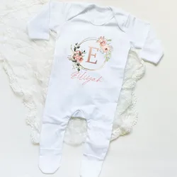 Personalised Baby Girl Sleepsuit Welcome To The World Babygrow New Baby Gift Coming Home Outfit Name & Initial Clothing