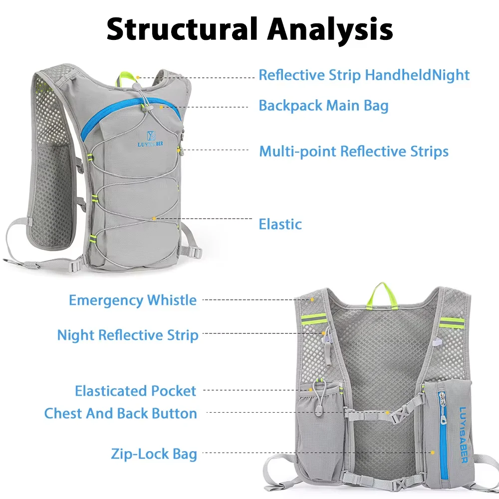 NEWBOLER Breathable Hydration Vest Trail Running กระเป๋าเป้สะพายหลังน้ําหนักเบาขี่จักรยาน Run Jogging Marathon กระเป๋าเป้สะพายหลังขี่ปีนเขากระเป๋า