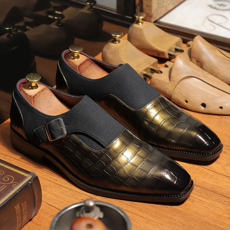 New British style mens leather shoe with buckle low heel business casual leather shos daily light luxury versatile leather shoes