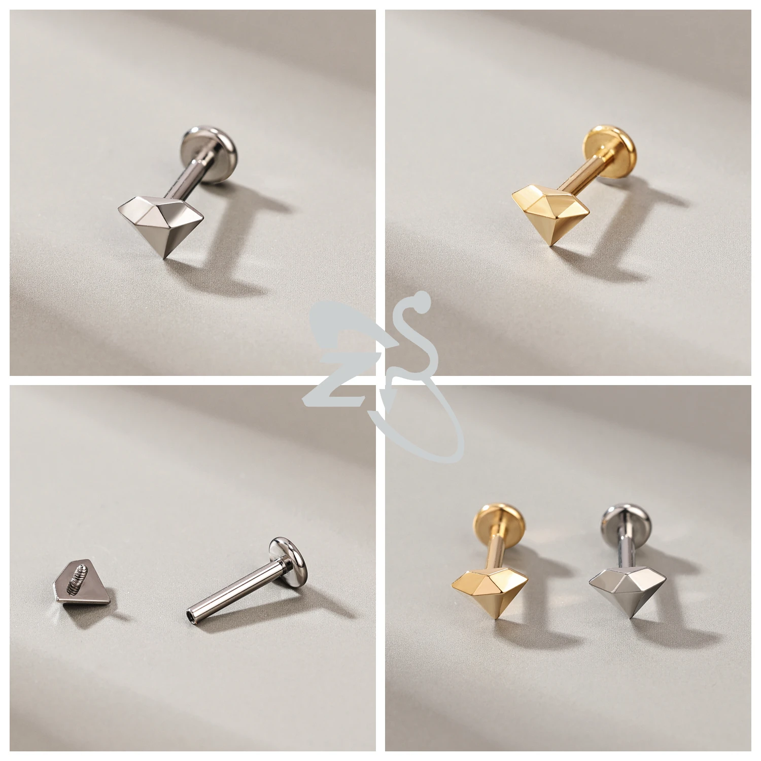 ZS 1 PC 16G G23 Titanium Steel Labret Lip Piercing Cat Bow Moustache Shape Ear Cartilage Tragus Helix Piercings Jewelry 4/6/8MM