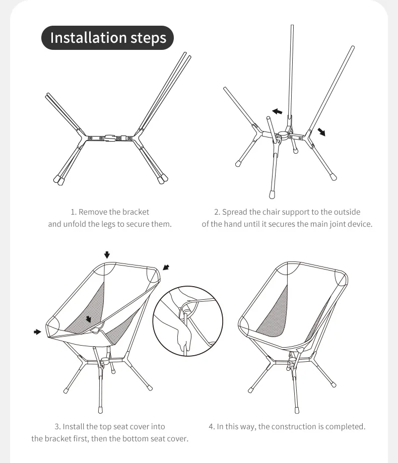 Naturehike 2025 YL01 Ultraleichter, automatischer Klappstuhl mit Schnellverschluss, tragbarer Outdoor-Camping-Strandstuhl, hält 150 kg stand – Detail 40
