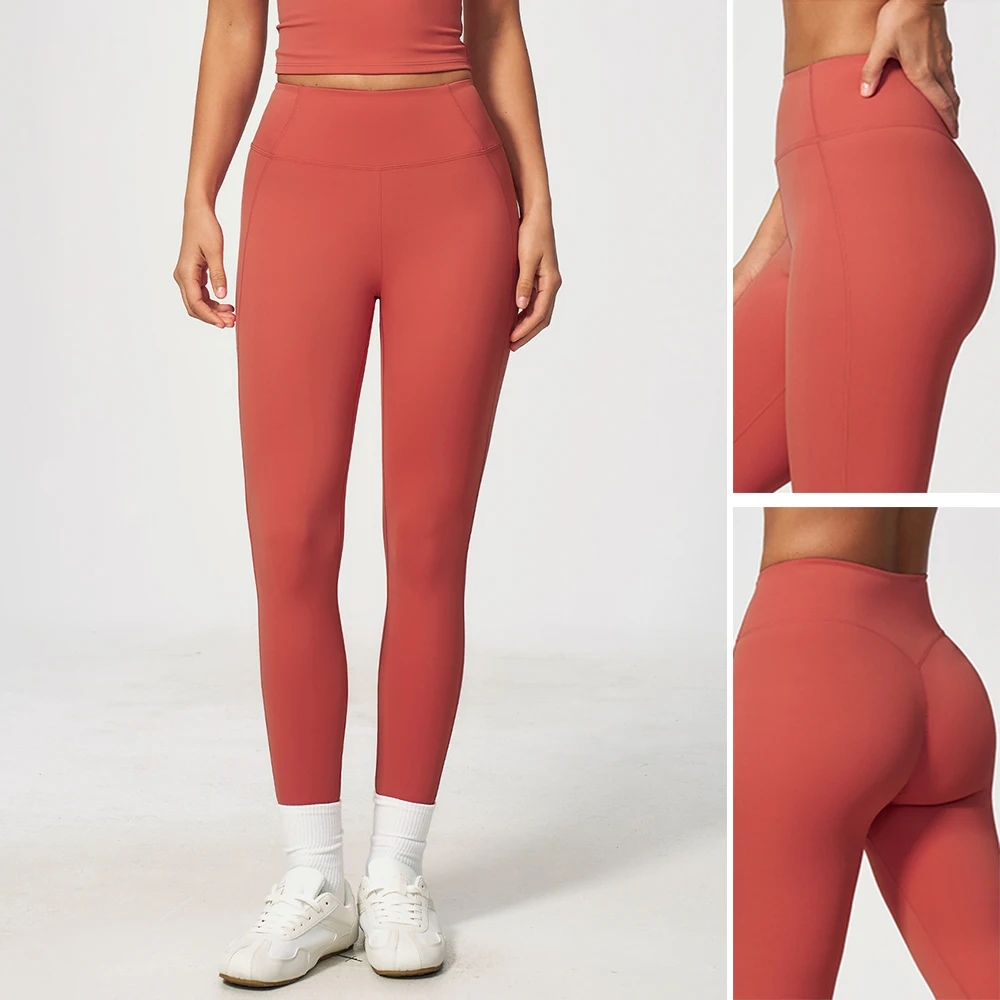 Women High Waist Yoga Leggings Scrunch Butt V Back Soft Stretch Workout Pants Fitness Legging Running Workout Tight Gym Trousers