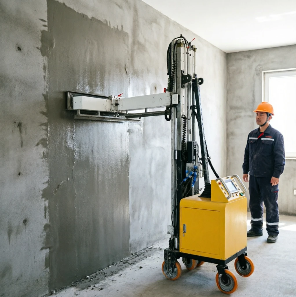 Wall Putty Vertical Wall Screeding Robot Self Lifting Frame Even Coating Commercial Office Interior Render Equipment