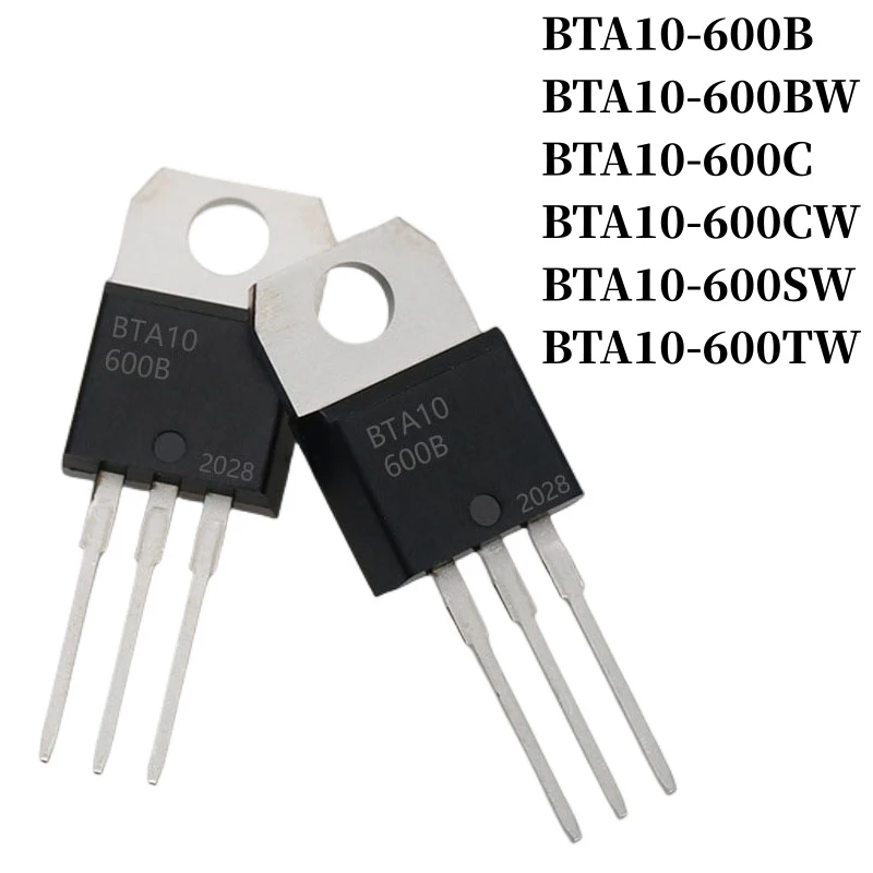 10~500Pcs BTA10-600B BTA10-600BW BTA10-600C BTA10-600CW BTA10-600SW BTA10-600TW Thyristor TO-220 10A/600V DIP Triac Large Chip