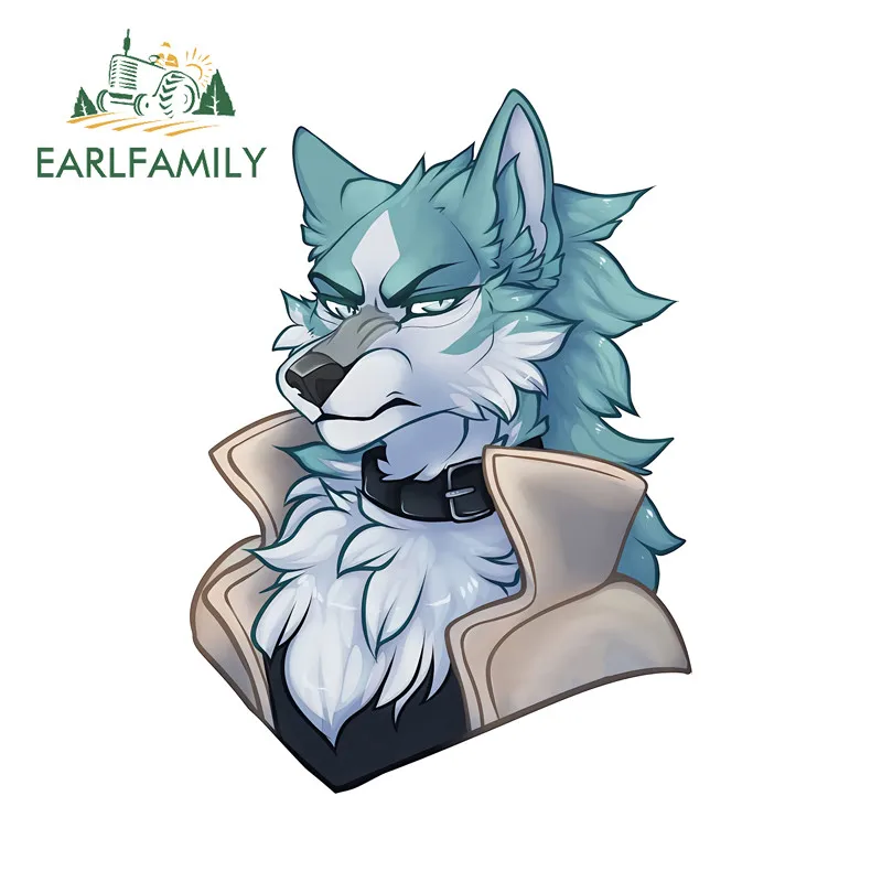 EARLFAMILY Pelzigen Wolf Halbkörper Auto Aufkleber Kreative Motorrad Windschutzscheibe Racing Driften Aufkleber Coole DIY Auto Zubehör