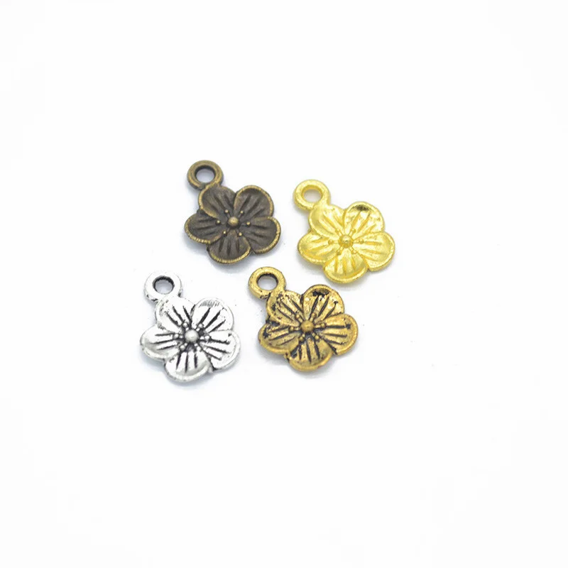 

50pcs 4 colors Alloy flower Charms Fit Pendants & Necklace Jewelry Findings DIY Handcraft 15*11mm Q133