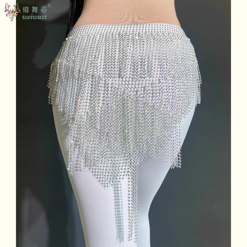 Belly Dance Performance Belt for Women Full Diamond Glitter Tassel Hip Scarf Oriental Belly Dancing Competition Accessories - Image 6