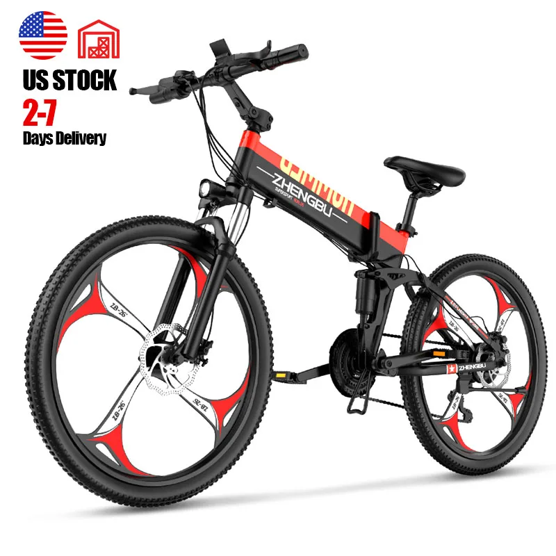 

H2PRO 26" Folding Air Front Fork Rear Shock Ebike Hydraulic Electric Bicycle Full Suspension Electric Mountain Bike