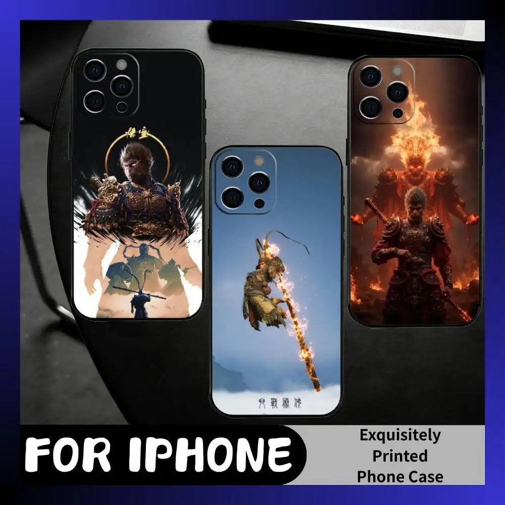 

Legend Black WUKONG SUN Phone Case For iPhone17,16,15,14,13,12 Plus,Max Soft Silicone Black Cover