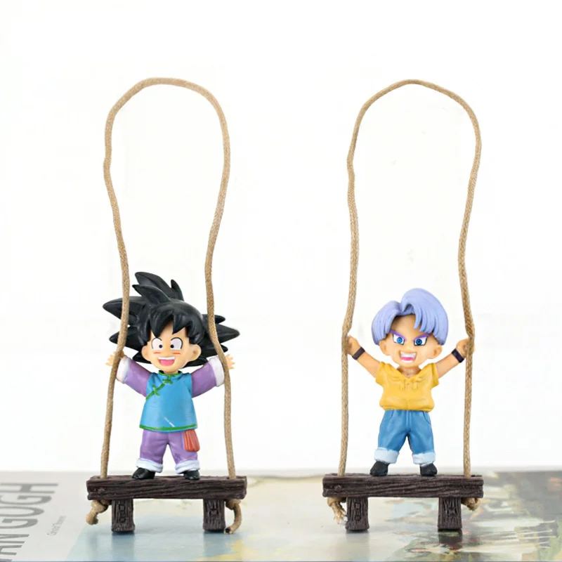 Dragon Ball Son Goku And Torankusu Swing Action Figurine PVC Anime Model Car Rearview Mirror Ornaments Birthday Gift Decoraction