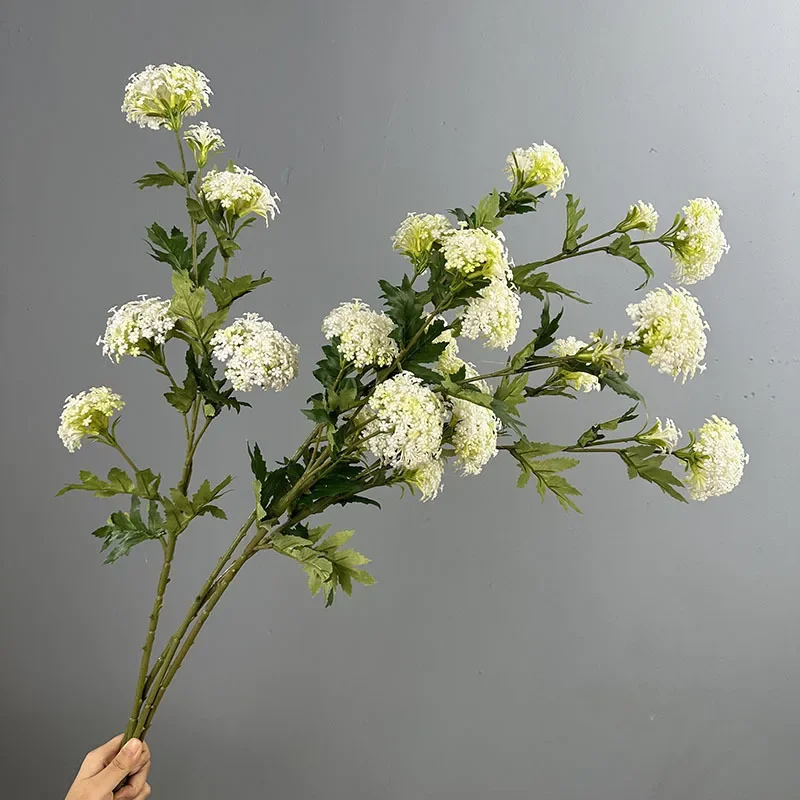4/5 Stück Kunststoff-Schneeball-Simulationsblumen für die Heimdekoration, Café-Dekoration, künstlicher 6-köpfiger Holzhortensienzweig, Kunstblume – Detail 7