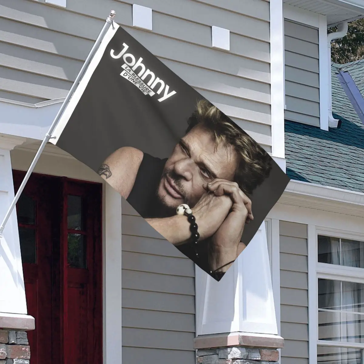 Fashionable Music Flags Double Sided Indoor Outdoor Banner Johnny Hallyday Polyester Hanging Decoration 3x5 FT