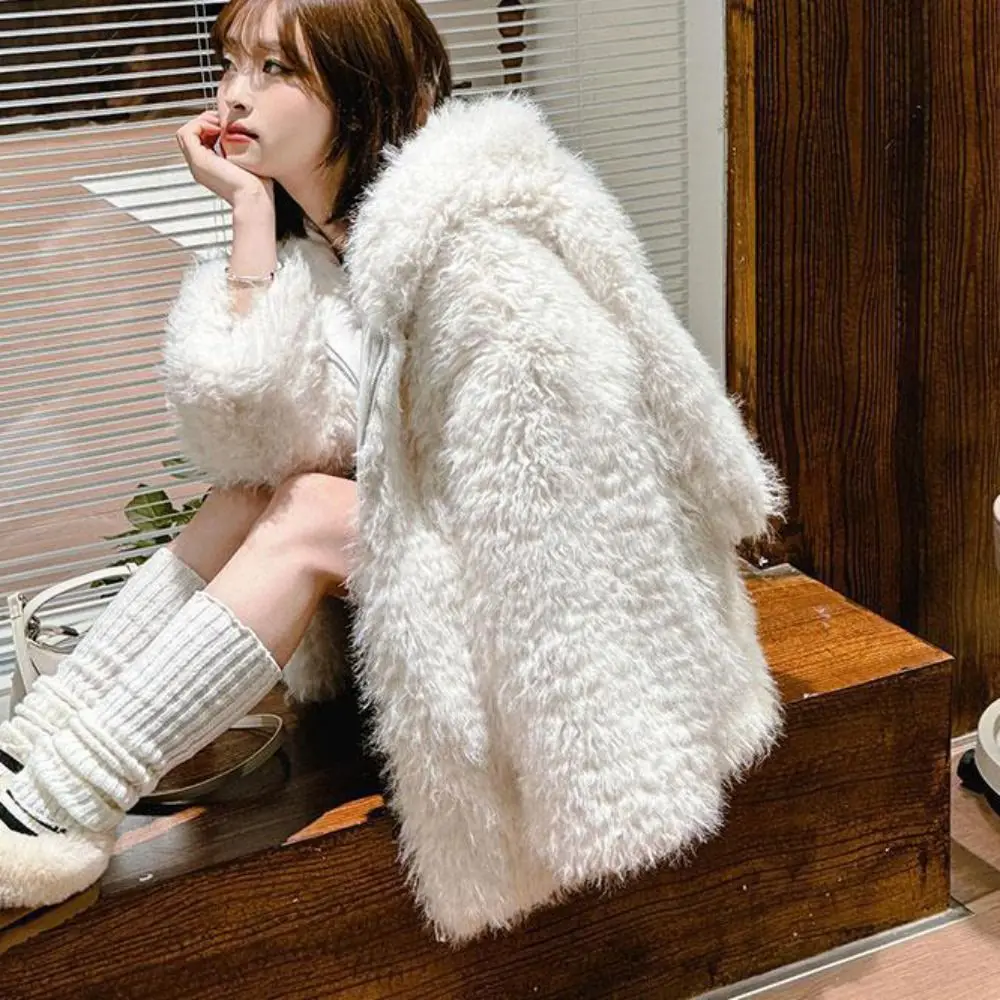 

Fashion Long Sleeve Imitation Lamb Wool Hoodie Winter Autumn Thick Warm Cardigans Women Y2K Ladies Top Kawaii Coats Streetwear