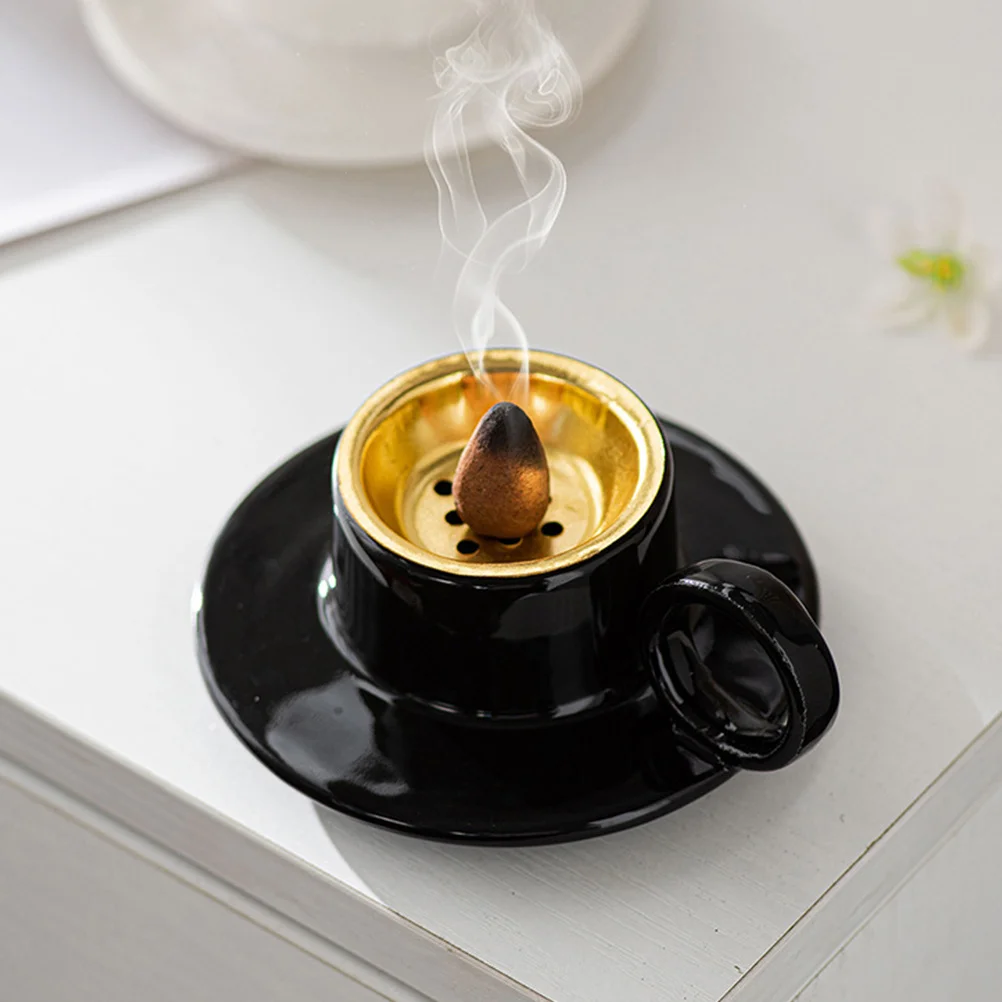 

Ceramic Incense Burner Retro Cup Shape Decorative Aromatherapy Stove Portable Home Study Meditation Room Censer