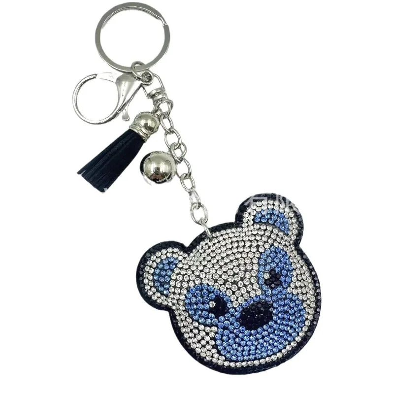 سلاسل مفاتيح رائعة برأس الدب مزينة بأحجار الراين المتلألئة والشرابات الأنيقة، مثالية لمحبي الموضة #4