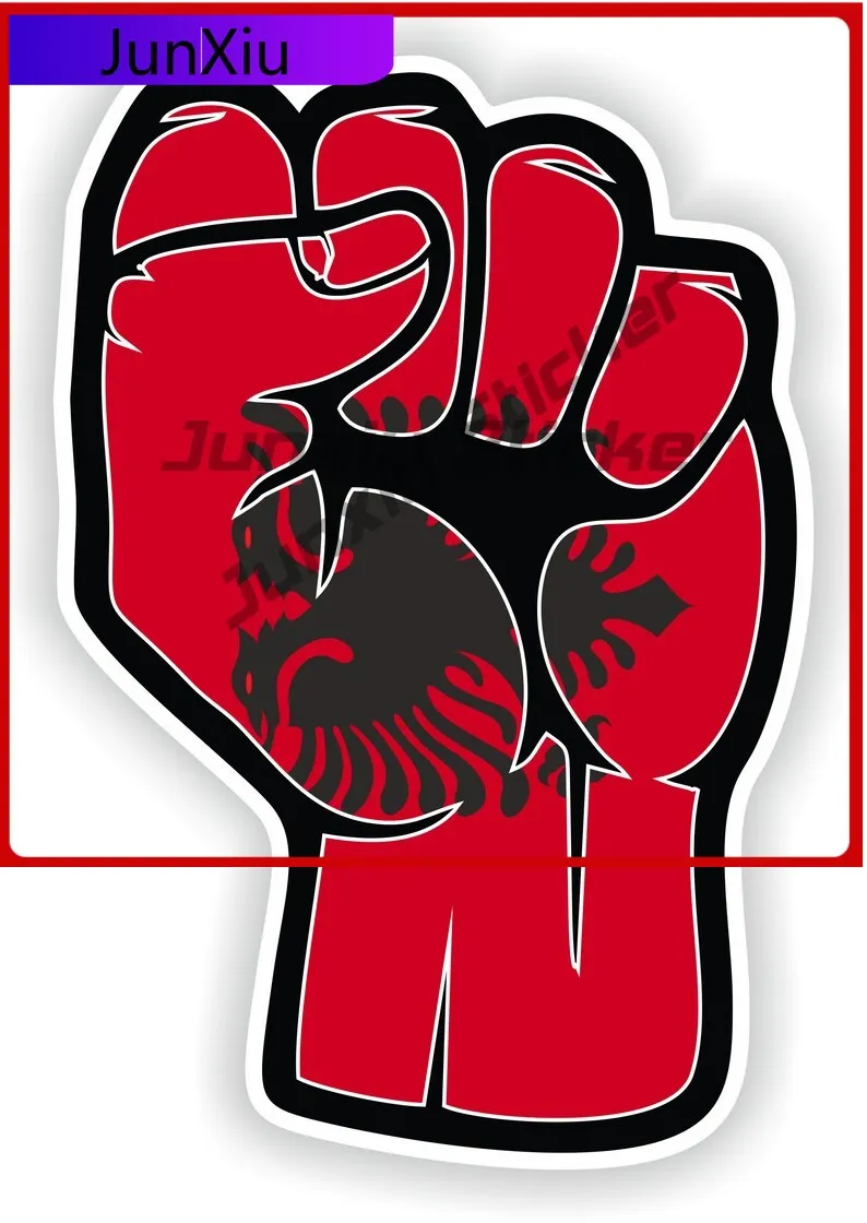 

Albania Flag Fist Hand Sticker Car Decoration Stickers Decals For Camper Van Bumper Racing Moto Wall For Laptop Book Fridge Guit