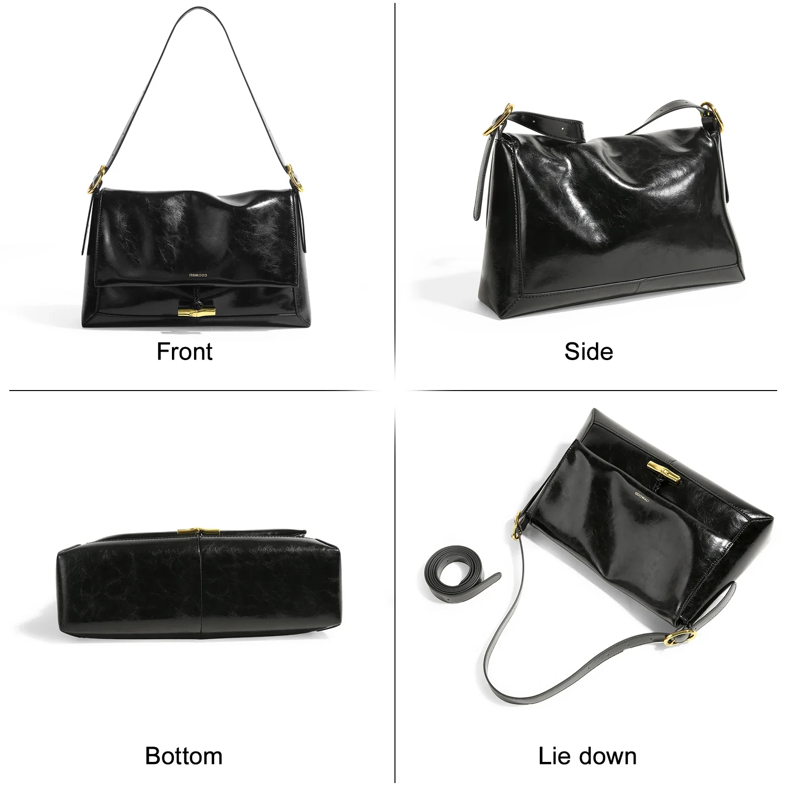 ITAMOOD Women Tote Bag Real Leather Large Capacity Cowhide Underarm Single Shoulder Crossbody Bag Female Replica Christmas Gift