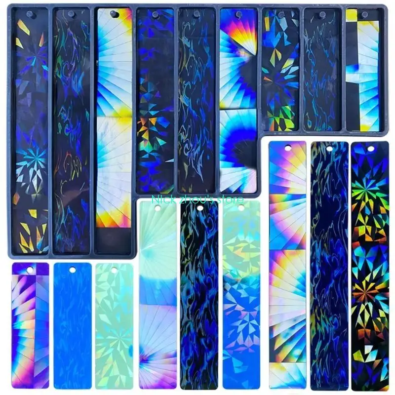 E15E Silicone Mold for Holographic Bookmarks Making DIY Rectangle Book Mark Keychain