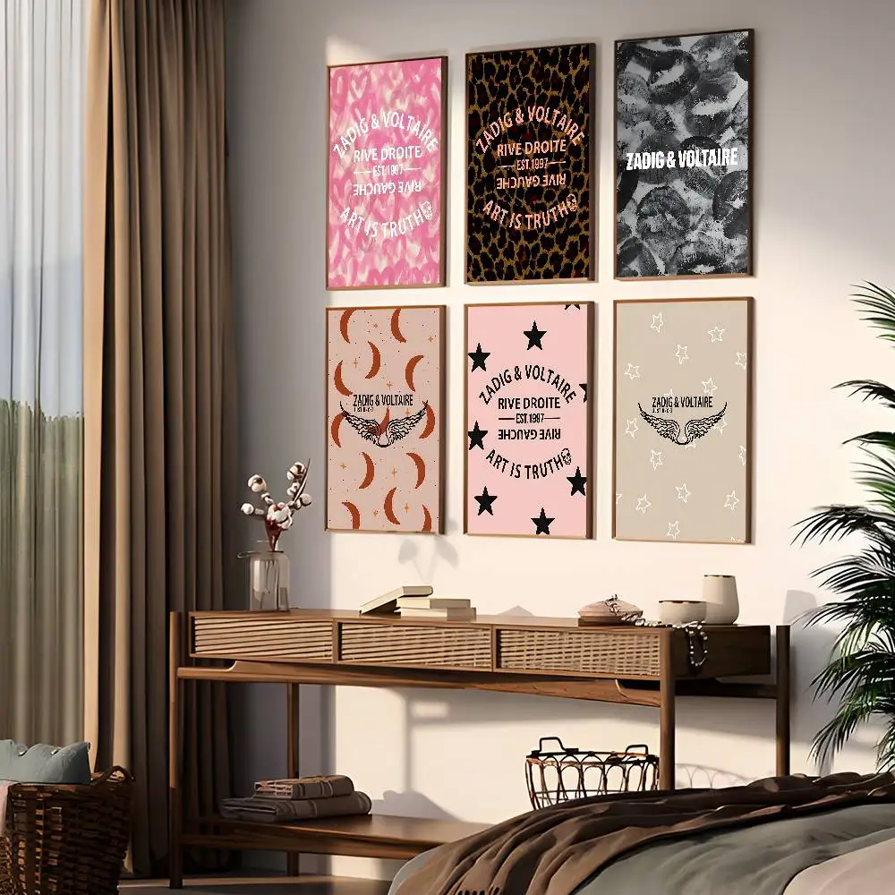 Moda Z-Zadig-G y V-Voltaire-E carteles clásicos Vintage habitación Vintage hogar Bar cafetería decoración nórdica del hogar