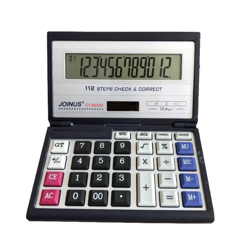 Foldable Folding Flip Calculator 12 Digits Portable Solar Calculator Large Screen Multifunctional Financial Office Calculator