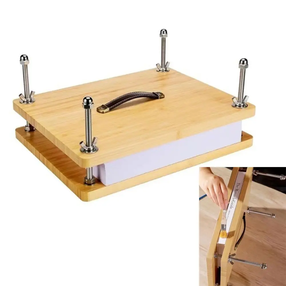 with Ergonomic Handle Book Binding Press Repair Crafts Sewing Supplies Durable Book Binding Kits Bamboo Wood Book Press