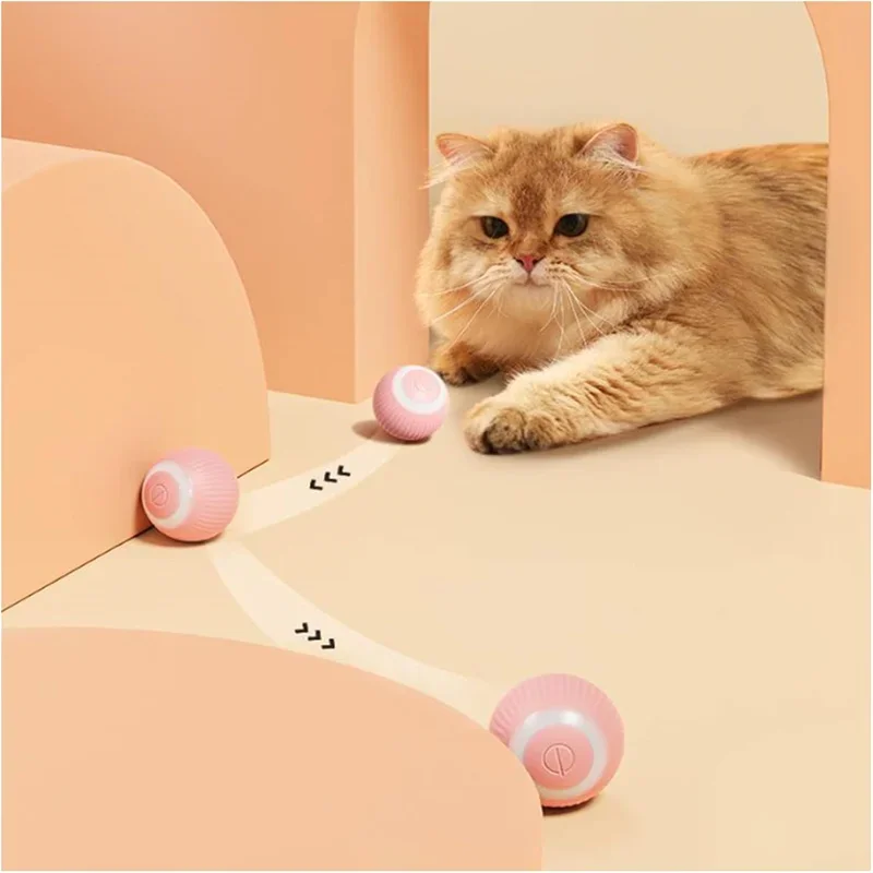 Bola de rolamento automática elétrica para gatos, Bola interativa, Brinquedos inteligentes, Jogo giratório, Acessórios para animais, Gatos