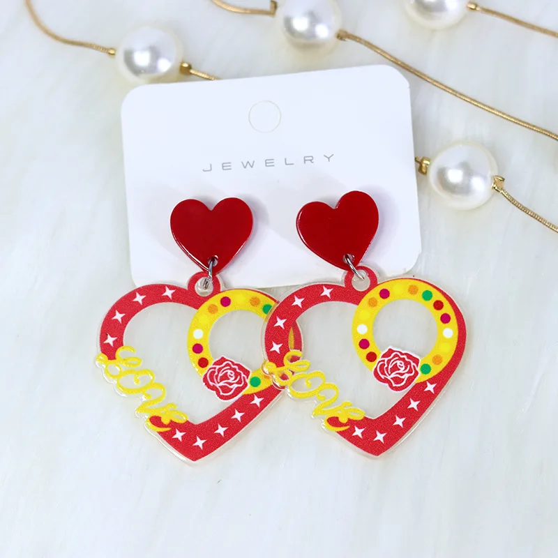 New Valentine's Day Love Butterfly Earrings Transparent Love Letter Butterfly Fish Bone Rose Acrylic Valentine's DayEarrings