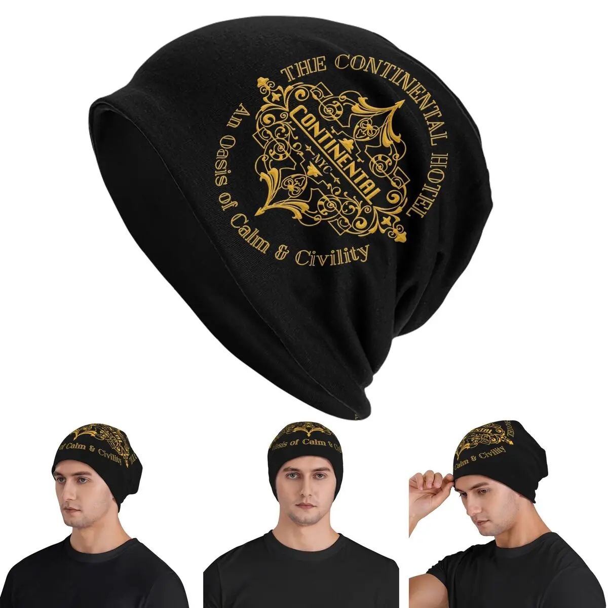 

The Continental Hotel Skullies Beanies Hats Warm Autumn Winter Outdoor Cap Knitted Bonnet Caps for Men Women Adult