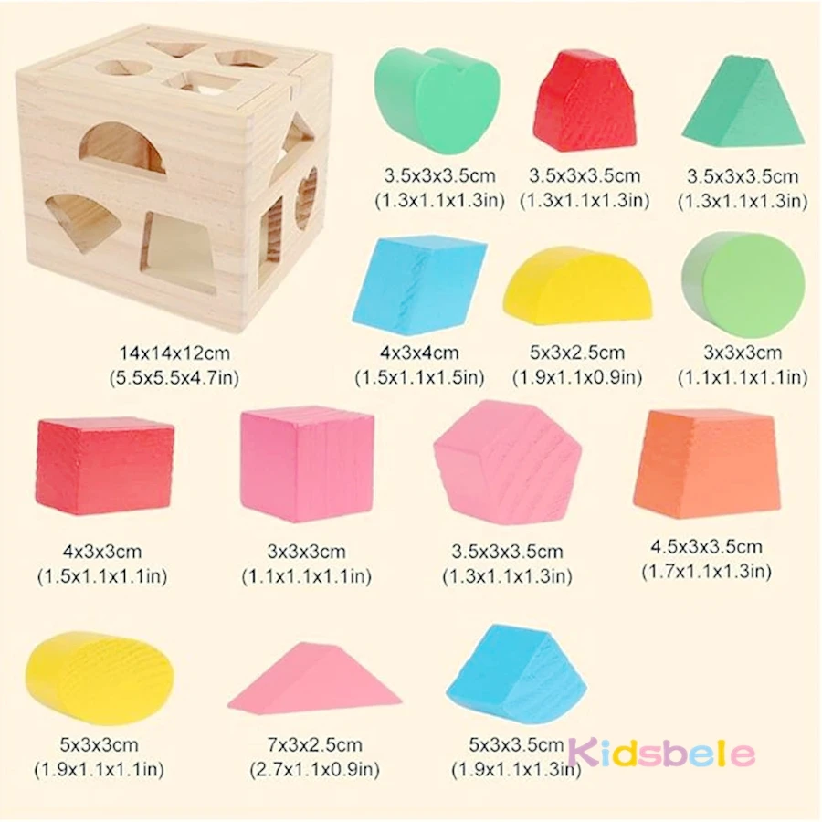 Holz 13/16 Löcher Farbe & Form Passende Sortierer Box Montessori Sinnes Spielzeug Lernen Geometrische Block Passende Spiel für Kleinkind