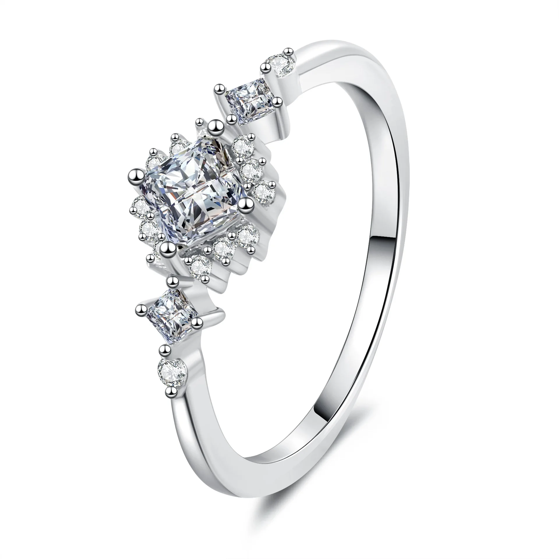 

Light Luxury Square Geometric Light Luxury Ring 0.4ct Women Moissanite PT950 Platinum Daily Commute & Dating, Match All Outfits