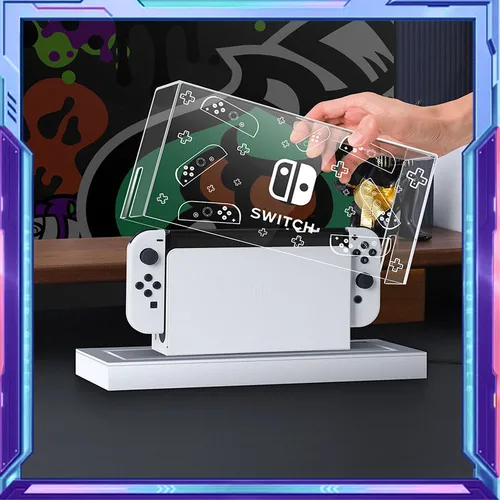 Cubierta antipolvo para interruptor, almacenamiento de Host acrílico, estuche grande, cubierta protectora portátil a prueba de polvo y antiarañazos para interruptor Oled