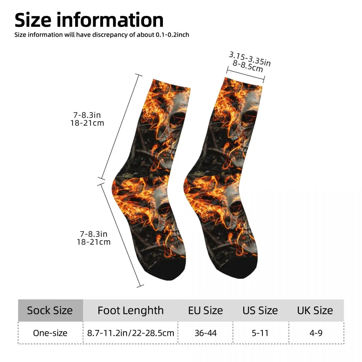 Fire Skull Sock stampato uomo poliestere