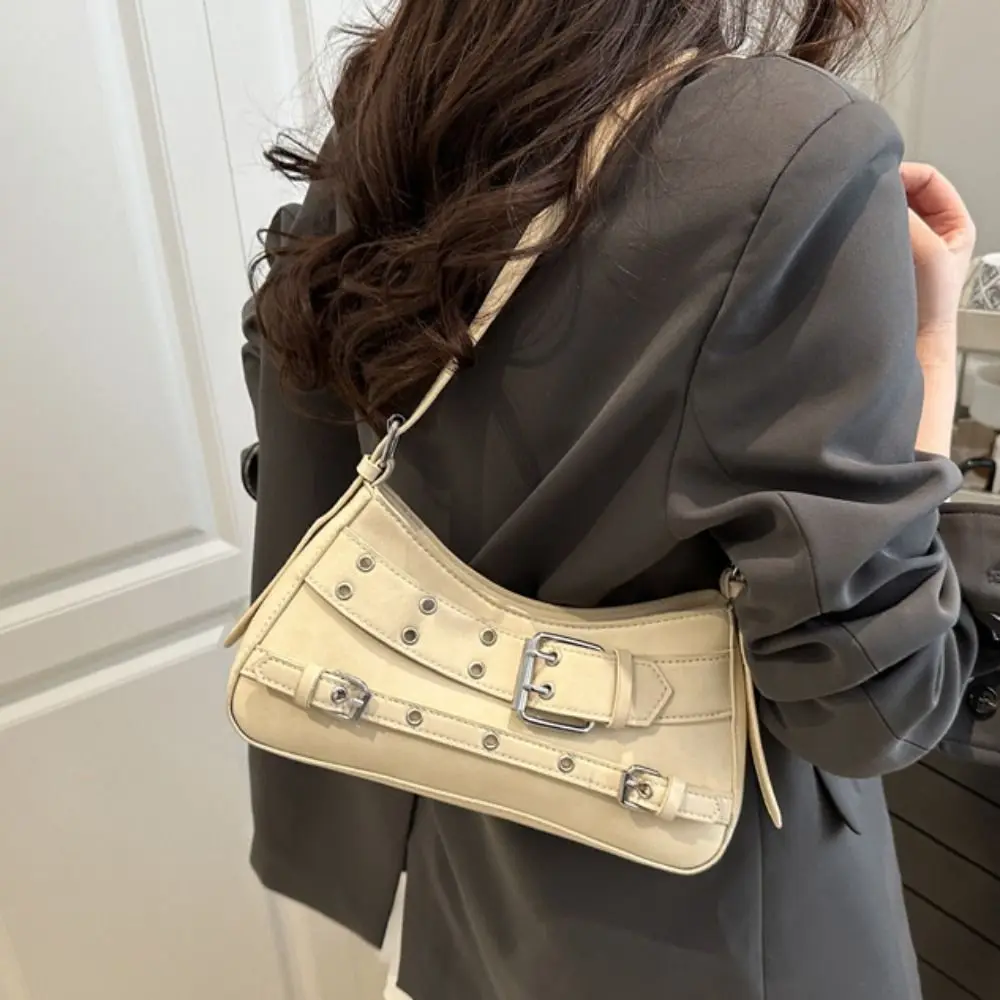 

Модная элегантная сумка на плечо с пряжкой на ремне, корейский стиль, сумка с заклепками Y2k, сумка подмышки, готическая Harajuku, пряная сумка для девочек, клубная сумка