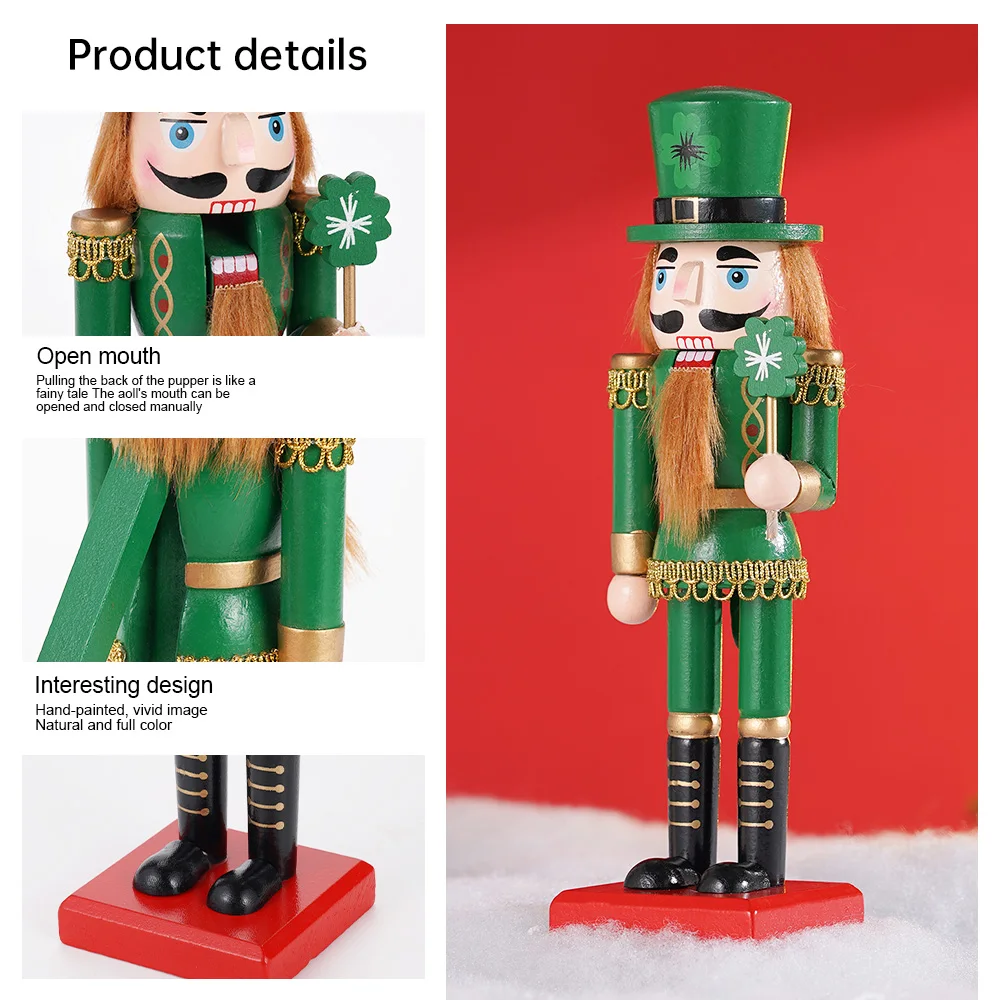 1Pcs 25CM Green lollipop Nutcracker Christmas decoration European home desktop creative walnut soldier small decoration