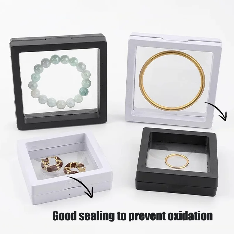 صندوق تخزين المجوهرات أداة عرض عائمة شفافة التعبئة والتغليف حلقة قلادة عملة صندوق تخزين قابل للجمع مجوهرات اكسسوارات #6