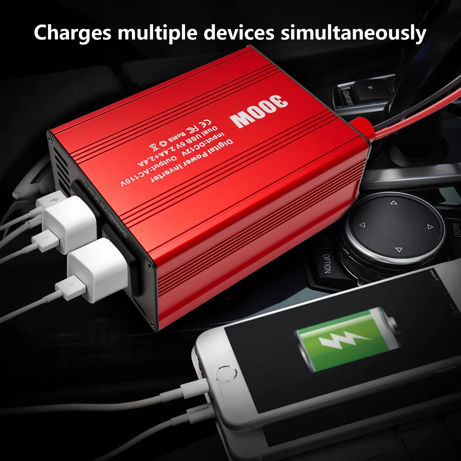 12 فولت 220 فولت 600 واط الذروة قوة عاكس طاقة السيارة تعديل شرط لموجة العاكس 300 واط تصنيف مقبس USB السيارات العاكس محول #5