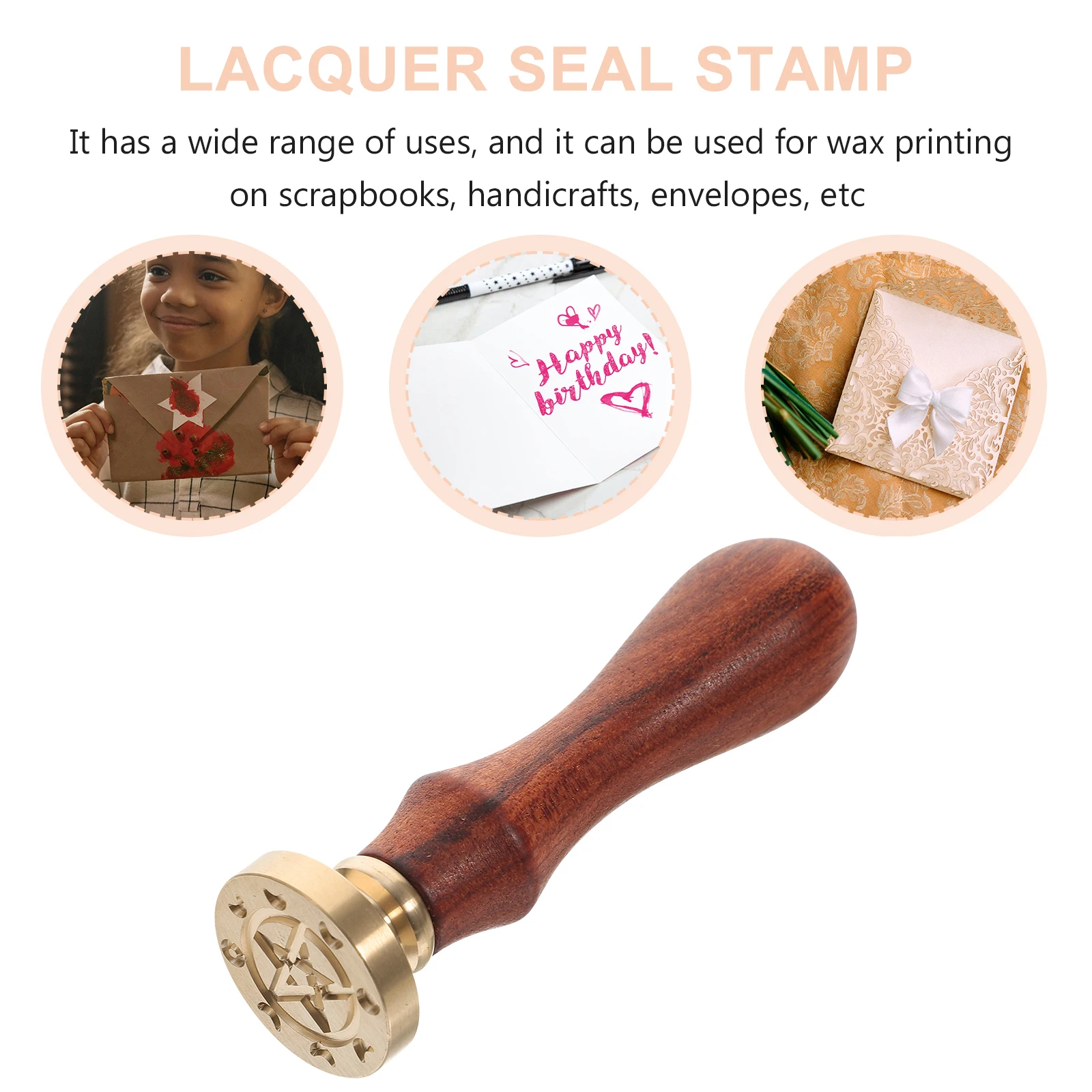 

1Pcs Vintage Style Wax Seal Stamp Antique Copper Head Sealing Wax Stamp with Wooden Handle for Gift Packing