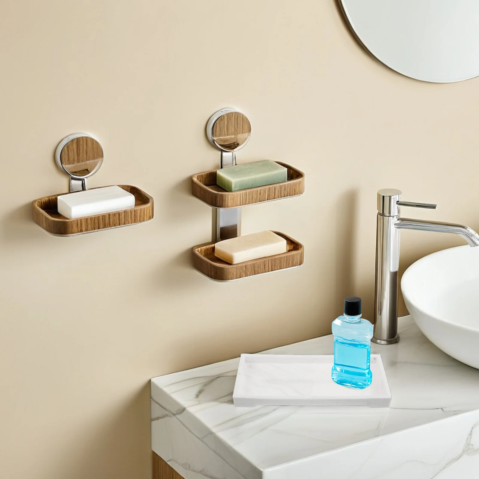 

Bathroom Silicone Tray 10 Inch Marble Pattern Countertop Organizer For Soap Lotion Perfume Corner Sink Storage Holder