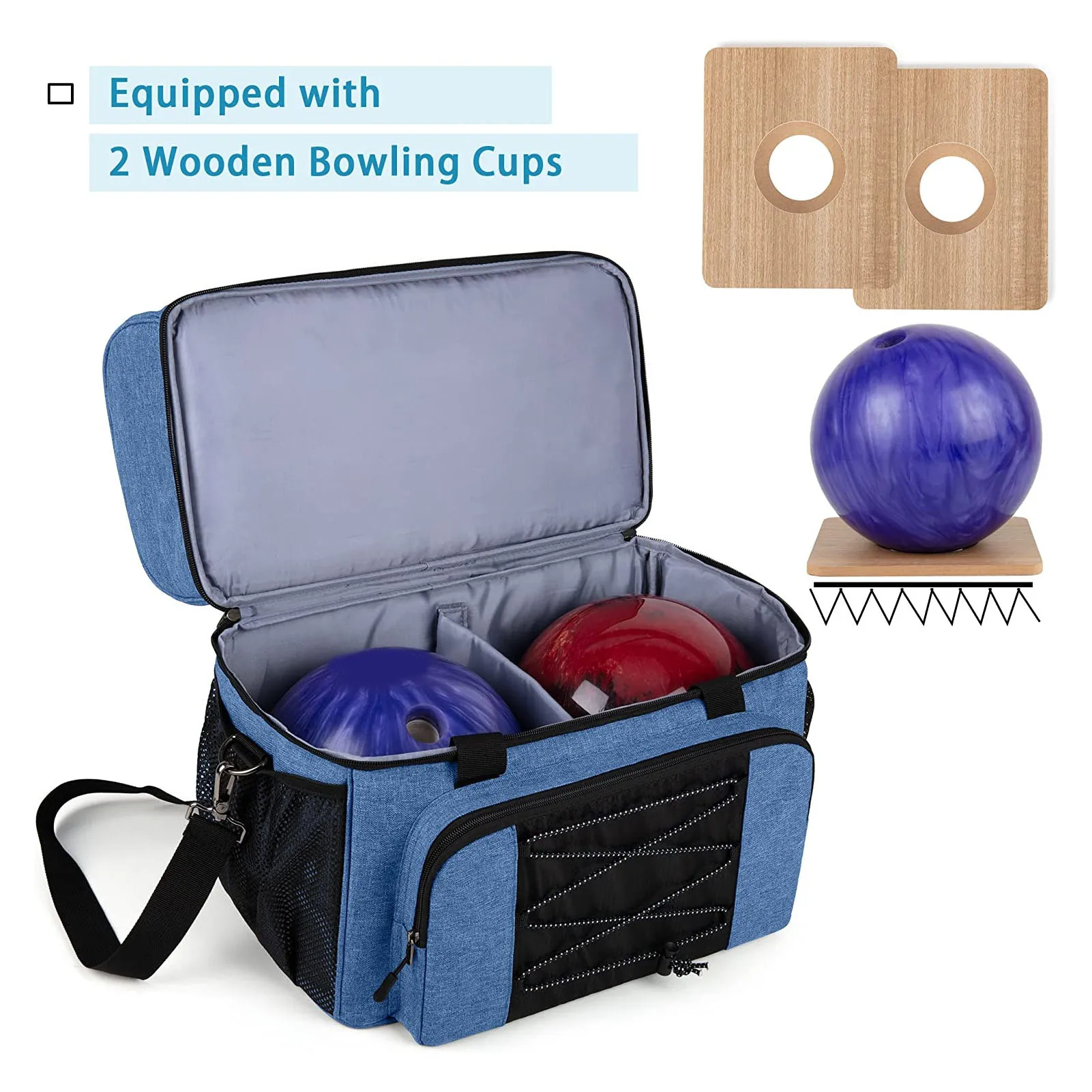 

Bowling Ball Carry Bag Bowling Ball Bag with Padded Holder Portable 2 Balls Storage Bag Adjustable Shoulder Strap Large Capacity
