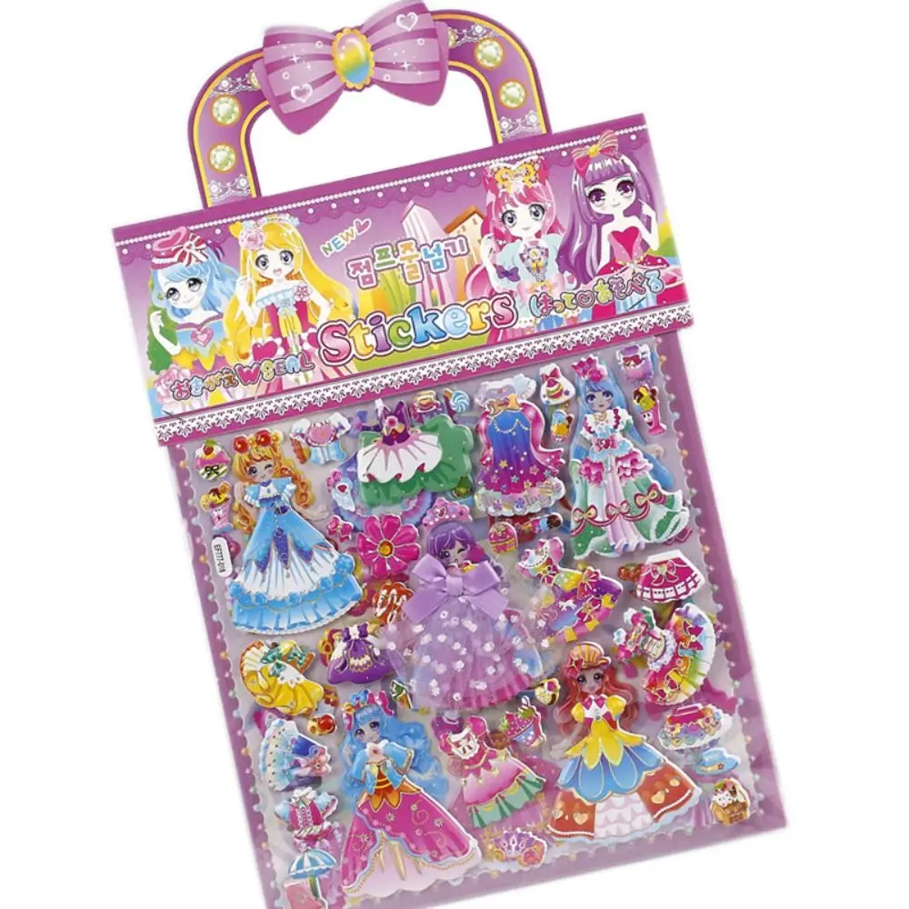 2 Sheets/Bag Kawaii Stereo Bubble Sticker Cartoon Princess Dress Up 3D Foam Sticker Fun DIY Cute Kids Toy Sticker Kids Prizes