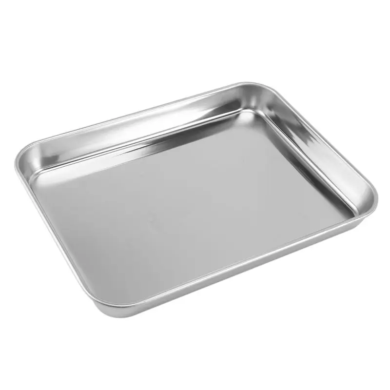 A04G-3Pcs 9 Inch Toaster Oven Tray And Rack Set, Small Stainless Steel Baking Pan With Cooling Rack